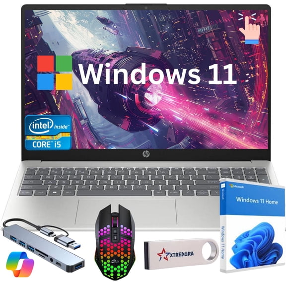 HP 2026 Newest 15.6" FHD Touchscreen Laptop, Intel 13th Gen Core I5-1334U, Copilot AI, 32GB RAM, 256GB SSD, Intel Iris Xe Graphics, Windows 11 Home, Student & Business Notebook, Gift Bundle