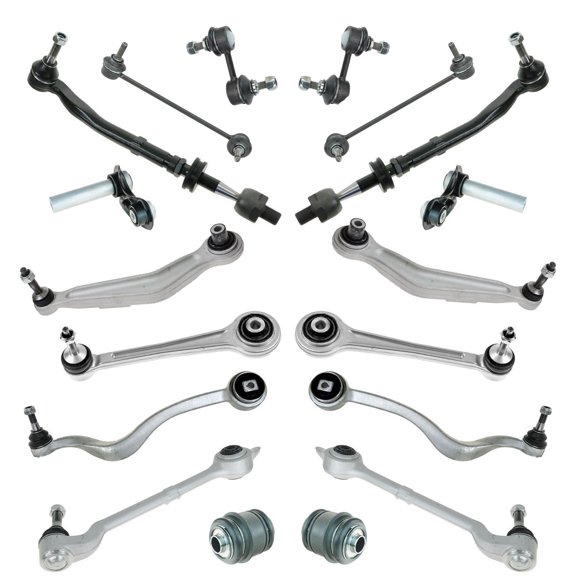 TRQ Front and Rear Steering & Suspension Kit Ball Joint Control Arm with Ball Joint Suspension Integral Link Sway Bar Stabilizer Link Tie Rod Assembly Fits BMW