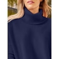 thumbnail image 2 of Women's Turtleneck Oversized Sweaters Long Batwing Sleeve Spilt Hem Tunic Pullover Knit Tops, 2 of 13