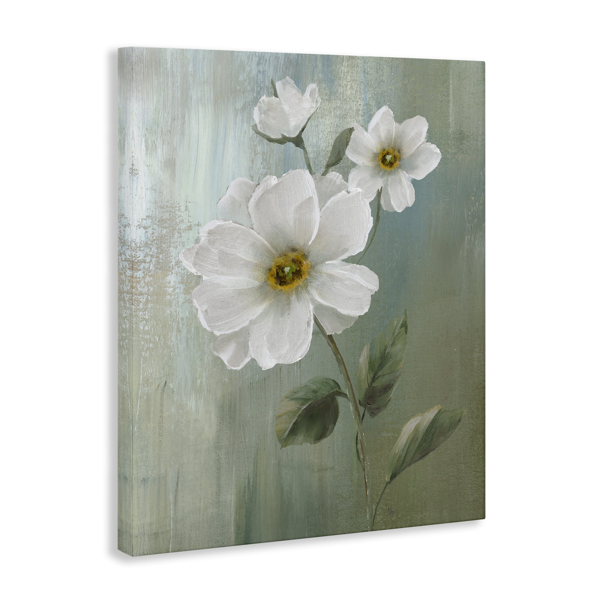 Stupell Industries Blooming White Blossoms Plants & Flowers Painting Wrapped Canvas Art Print Wall Art, 36 x 48