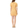 thumbnail image 3 of INSPIRE CHIC Women's Ruffle Peter Pan Collar Casual Button up Checkered Dress XS Yellow, 3 of 5