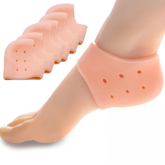TELOLY Heel Cups,Silicone,Skin Color,Plantar Fasciitis Relief,Bone Spurs Protection,3 Pairs