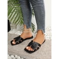 thumbnail image 5 of Women Black Snakeskin Embossed Slide Sandals  Elegant Open Toe Sandals, 5 of 6