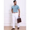 thumbnail image 5 of DARING DIVA Men's Knitted Ribbed Hem Short Sleeve Textured Golf Shirts S Light Blue, 5 of 7