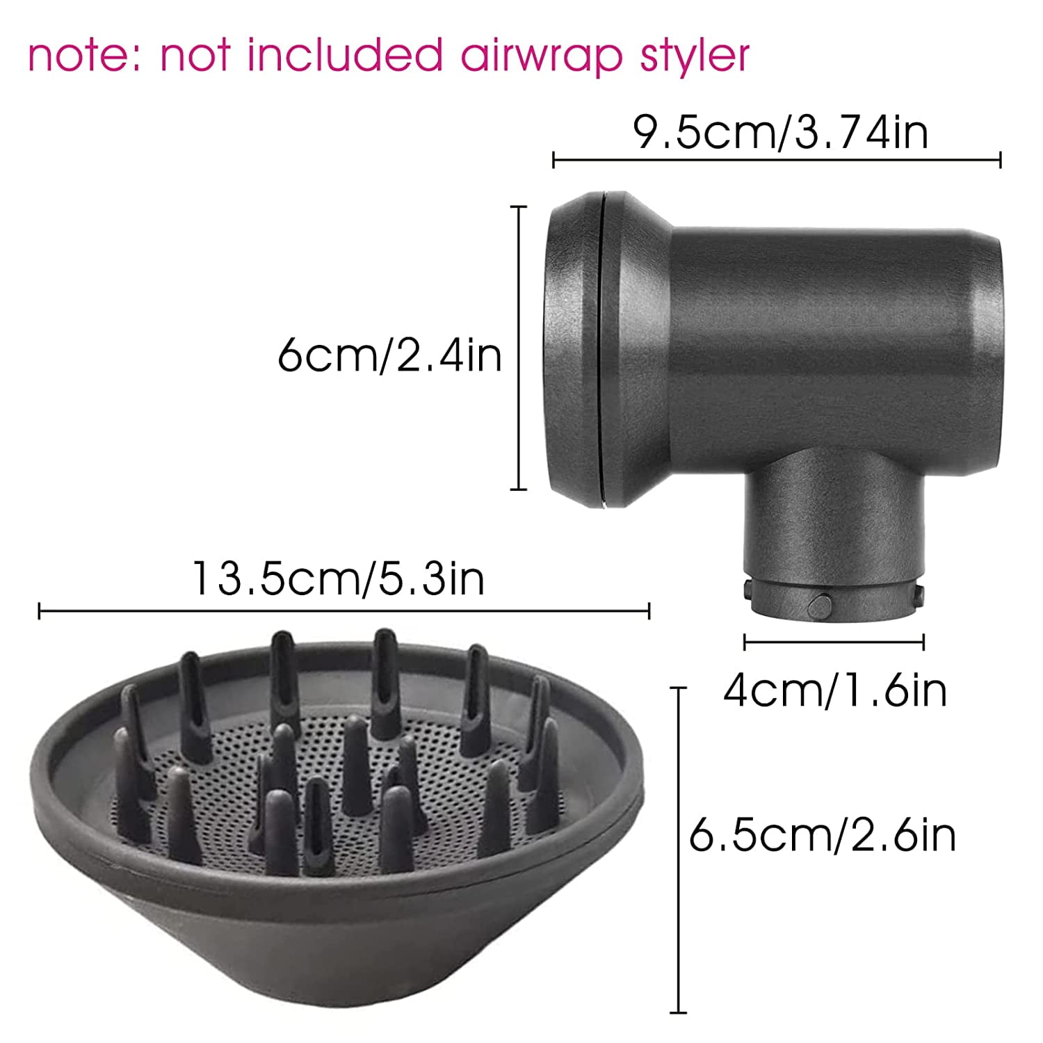 Diffuser and Adaptor for Dyson Airwrap Styler，Diffuser Attachment kit for  Converting Airwrap Styler to Hair Dryer，Grey