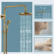 Antique Brass Bathroom Shower Faucet mixer set Rainfall Twin Head kit Tub Spout Exposed