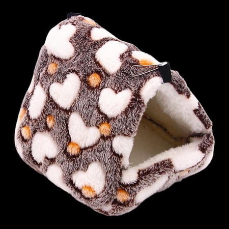 EHJRE Rat Hamster Warm Cusion Winter Hut Hanging Hammock Cute Toy Nest for Mini Small Animal Mice Sugar Glider Chinchilla Dwraf Hamster Coffee 17x15cm
