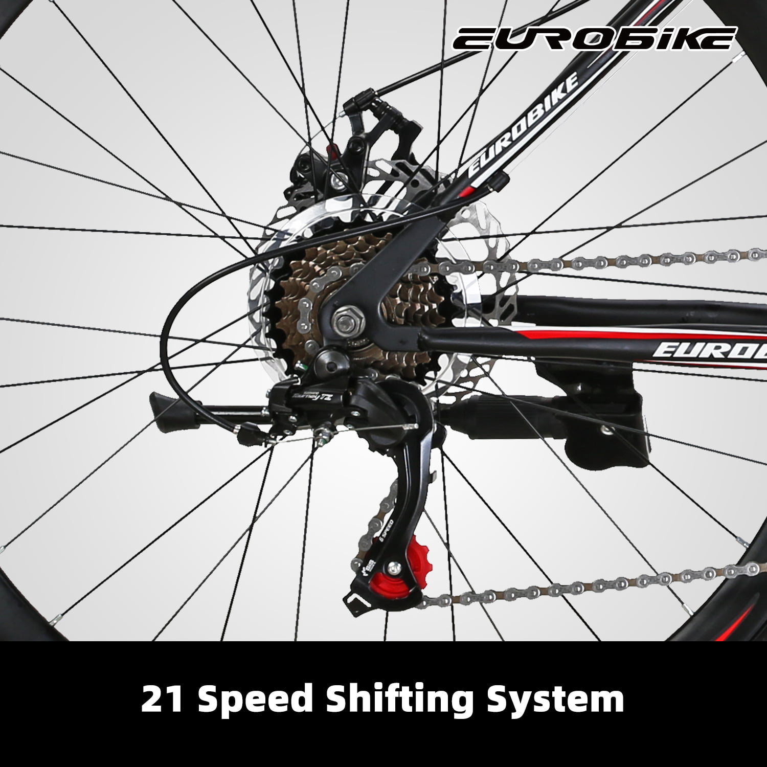Eurobike X1 Mountain Bike 21 Speed Dual Disc Brake 27.5 Wheels Suspension Fork Mountain Bicycle 