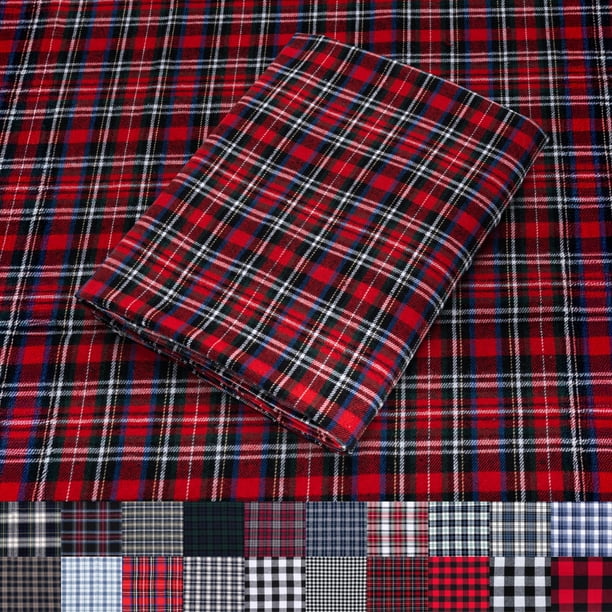 Franela de algodón a cuadros tartán rojo y negro, 5 yardas