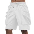 thumbnail image 2 of LIIPEE Men Shorts Casual Summer Fashion Solid Color Loose Fit Elastic Drawstring Waist Knee Length Cargo Shorts With Zipper Pockets Male Versatile Comfortable Breathable Daily Sports Shorts,XXL, 2 of 5