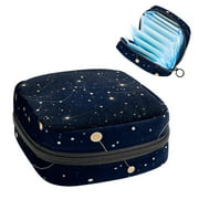 Constellation Plush Velvet Sanitary Napkin Bag Organize Makeup Coin Pouch 4.7x6.6x6.6 in