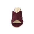 thumbnail image 6 of BLISSFUL STEP Women's Sandals Block Heels Crisscross Strap Mules Slide Sandals Burgundy 8, 6 of 8