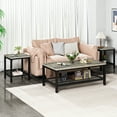 thumbnail image 3 of Stmoze Coffee Table Set of 3, Industrial Coffee Table with 2 Square End Side Tables, Modern Living Room Table Set with Metal Frame for Apartment Home Office, Grey, 3 of 8