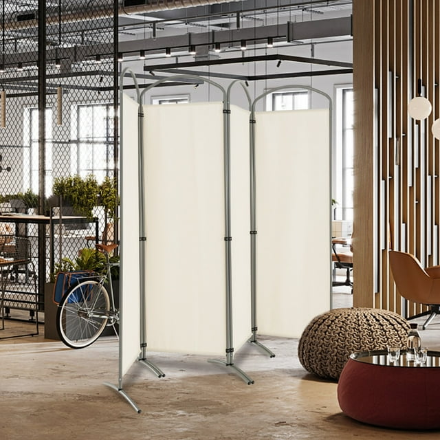 Costway Biombo Plegable de 4 Paneles Separador de Espacios de Pantalla de Tela para Porche Oficina Sala de Estar 221 x 51 x 188 cm
