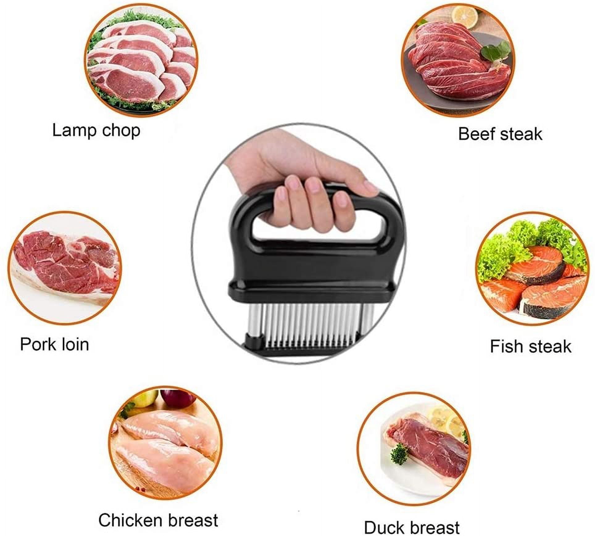 Meat Tenderizer Tool With 48 Stainless Steel Blades – Kitchen Stapler For Steak, Chicken, Beef & Pork