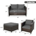 thumbnail image 2 of Costway 5PCS Patio Rattan Furniture Set Loveseat Sofa Ottoman Cushioned Gray, 2 of 8