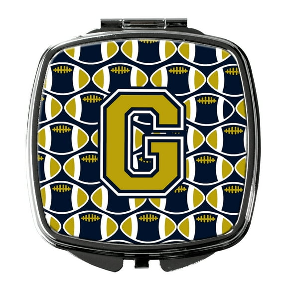 Letter G Football Blue and Gold Compact Mirror CJ1074-GSCM
