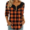 thumbnail image 2 of Black and Friday Clothing Sales Idoravan Long Sleeve Shirts for Women Winter Women's Fashion Deep V- Neck Button Long Sleeve Blouse Shirt Orange S, 2 of 6