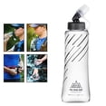 thumbnail image 4 of Langgg Flasque Souple TPU Bouteilles d'Eau Pliables pour Randonnée 420ml Gris, 4 of 9