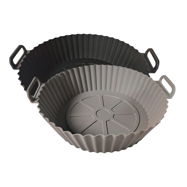 Hioecau Doublure de Friteuse Ronde en Silicone de 8 Pouces à Double Poignées Antiadhésive de Qualité Alimentaire Résistante à la Chaleur Lavable au Lave-Vaisselle Plateau de Cuisson Réutilisable pour Four Panier Bol Fournitures de Cuisine