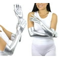 thumbnail image 2 of ToBeInStyle Women's Extra Long Metallic Gloves - Silver, 2 of 6