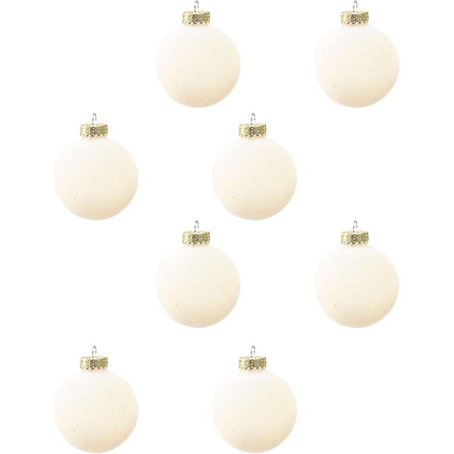 8 bolas de terciopelo blanco XINYU para adornos navideños de 3,15 pulgadas