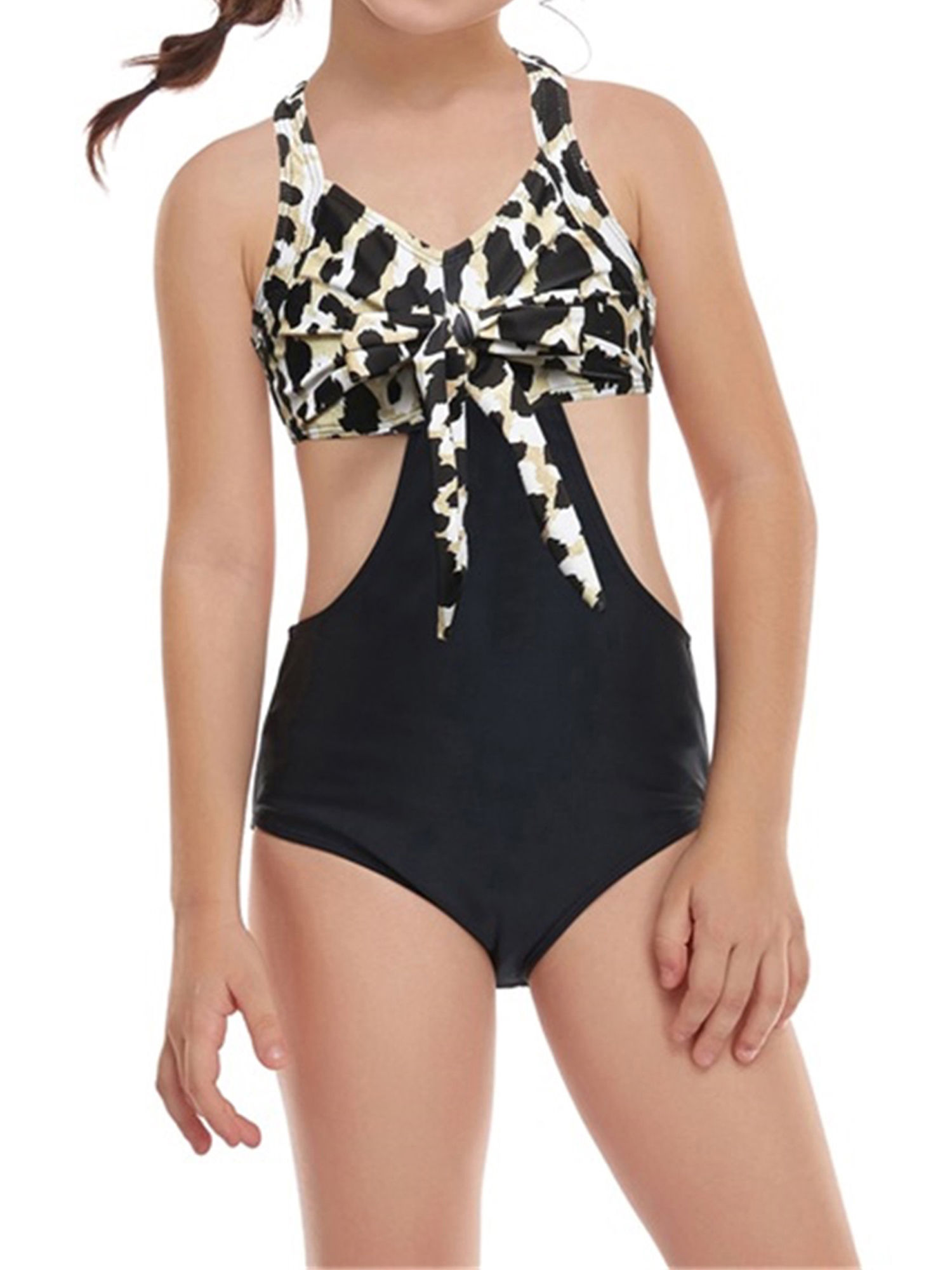 matching leopard bathing suits