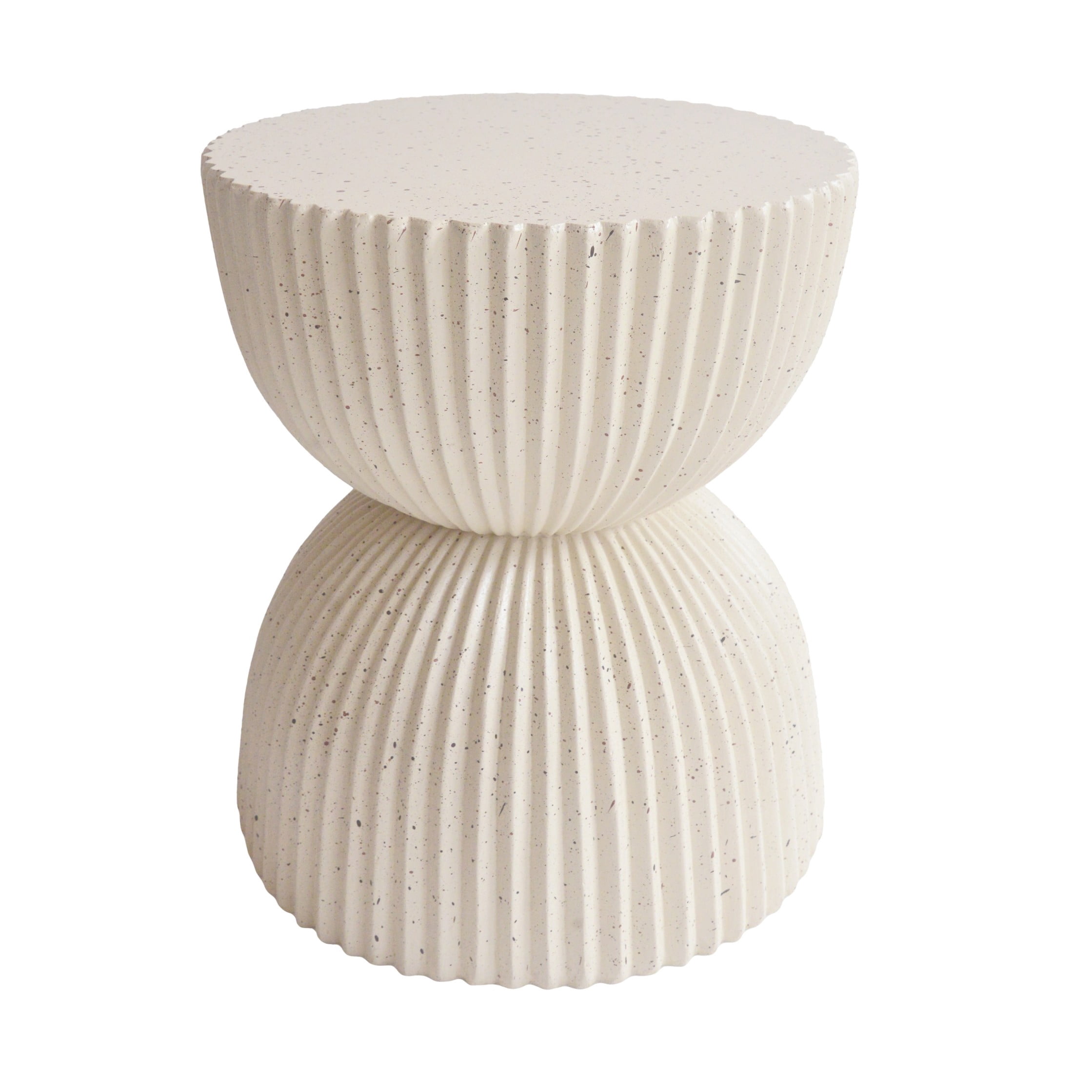 Christopher Knight Home 15.35" Modern Ribbed Hourglass MGO Side Table, Outdoor Indoor Use, Beige