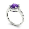 thumbnail image 2 of Clara Pucci 14K White Gold Solid Gold Amethyst Halo Anniversary Ring for Women - 2.27 cttw Oval Cut, 2 of 7