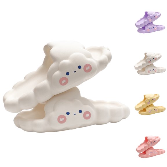 GPOECD Kids Slippers 3D Cloud Slides for Boys Girls Cute Novelty Open Toe Summer Lightweight Sole Sandals Casual Beach Indoor Shoes Boys Summer Shoes 2-10Y White,1