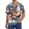 thumbnail image 3 of KLL Playful Cat Print Men's Shirt Short Sleeve Button Down Summer Cuba Beach Shirts- Small, 3 of 7