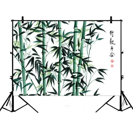 Image of YKCG 7x5ft Bamboo Ink Painting Asian Photography Backdrops Polyester Photography Props Studio Photo Booth Props