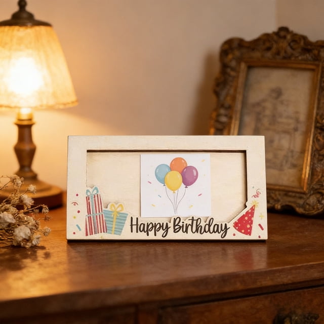 Aodebiao Wooden Birthday Cash Gift Box Holder Frame Party Decorations for Teens Adults Celebrations Photo Money Present Keepsake