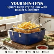 Granitestone Ceraluxe 20 Pc Pots and Pans Set Non Stick, Ceramic Cookware Set with 5-Pc Bakeware, Deep Frying Pan & Steamer, Oven & Dishwasher Safe, Blue