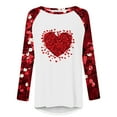 thumbnail image 4 of VKOYWKM Valentine's Day Tops for Women Long Sleeve Raglan Heart Graphic Tunic Blouses Crew Neck Romantic T-Shirts, 4 of 5