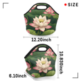 thumbnail image 3 of Herdesigns Lotus Flowers Insulated Lunch Bag Neoprene Lunch Box for Women Men Soft Cooler Bag Floral Washable Lunch Tote for Work Outdoor Picnic, 3 of 7