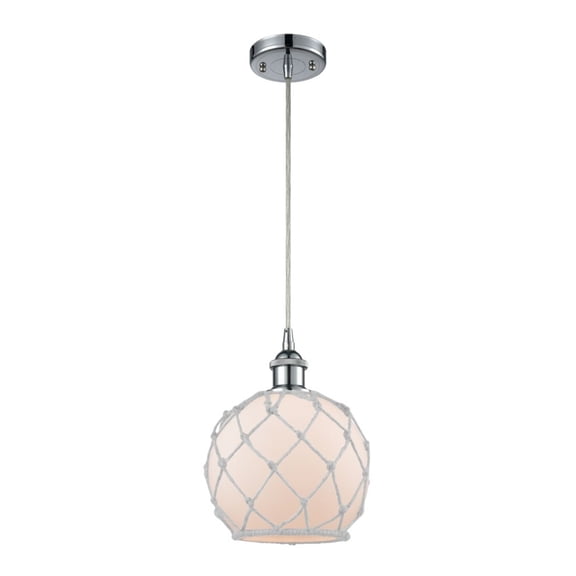 Innovations 516-1P-PC-G121-8RW-LED Farmhouse Rope 1 Light Mini Pendant part of the Ballston Collection, Polished Chrome