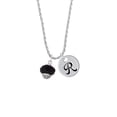 thumbnail image 2 of Delight Jewelry Silvertone Black Faceted Glass Spinner Silvertone Script Initial Disc - R - Charm Necklace, 20"+3", 2 of 4