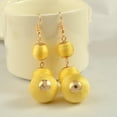 thumbnail image 4 of hengtong 6xBoho Thread Three Ball Long Linear Dangle Drop Piercing Earrings Yellow, 4 of 9