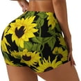 thumbnail image 2 of Sigee Sunflowers In Vintage Print Women's High Waist Workout Shorts - Squat Proof, Tummy Control, Yoga and Gym Activewear-X-Large, 2 of 9