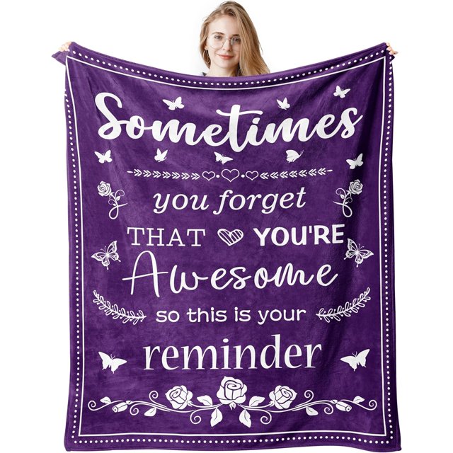 LHSHID Gifts for Women Mom Her Purple Retirement Anniversary Birthday Blanket Sometimes You Forget You are Awesome Inspirational Positive Thank You Gifts Teacher Gifts 30"x40"