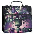 thumbnail image 2 of Haosy 3 Ring Zipper Binder with Shoulder Strap Waterproof Trapper Keeper 2 Inch D-Ring 500 Sheets Capacity, Pea Flowers Bouquet, 2 of 8