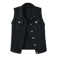 thumbnail image 2 of WNEGSTG Vests for Women 2023 Top Loose Solid Shirt Denim Jacket Sleeveless Denim Vest Color Denim Vest Top, 2 of 7