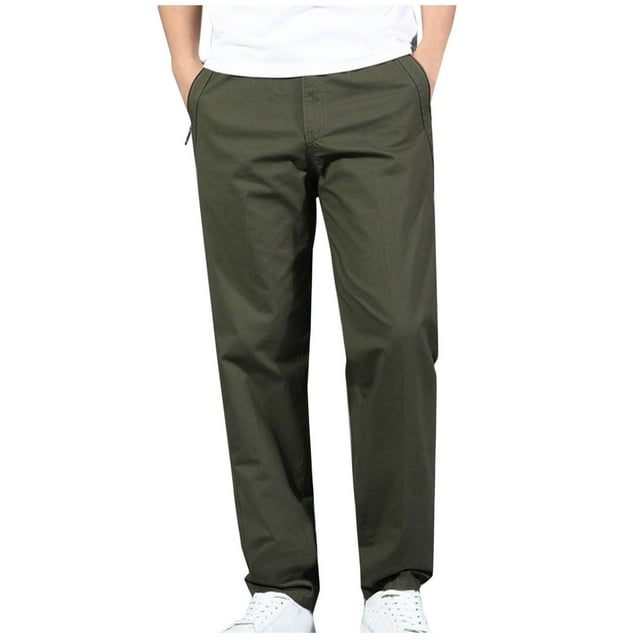 Cameland Large Size Cargo Pants for Men Multi-pocket Built-in Drawstring Trousers Straight Leg Comfy Cotton Work Pant