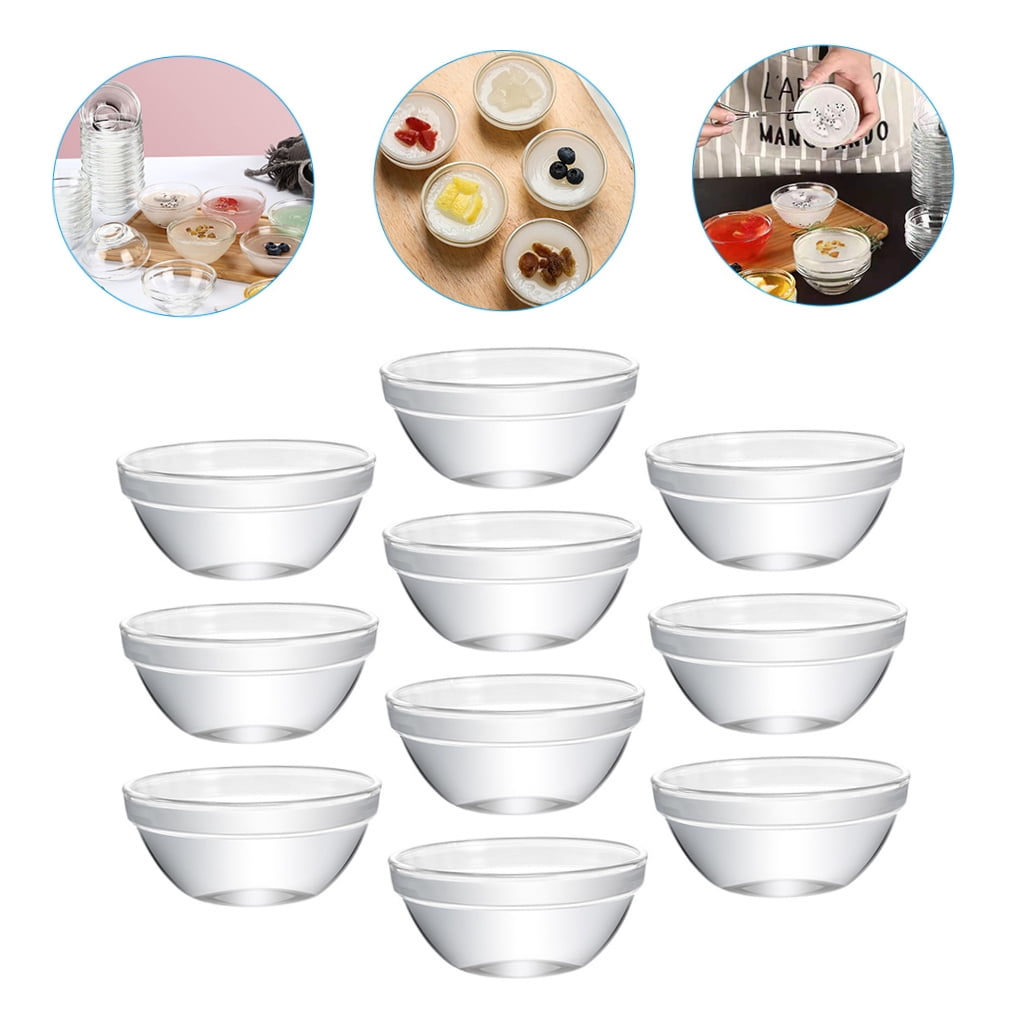 PBPBOX Transparent Glass Dessert Bowls for Home Easy to Clean and Perfect for Salads Desserts Fruits 10Pcs