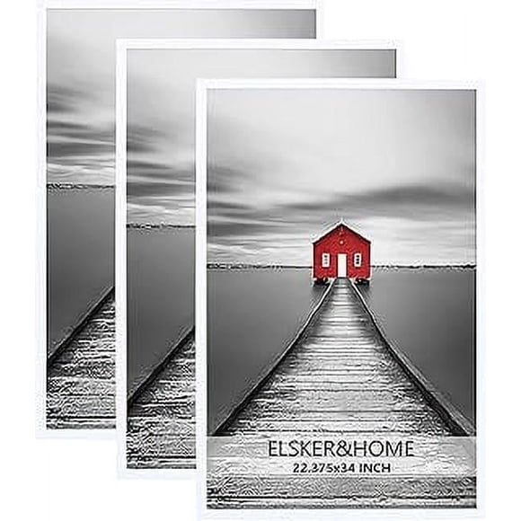 ELSKER&HOME 24x36 Poster Frame 3 Pack, Black Picture Frame for Horizontal or Vertical Wall Mounting