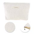 thumbnail image 4 of Unique Bargains 1 Pc Portable Embossment Rose Makeup Bag Polyester Beige Large, 4 of 5