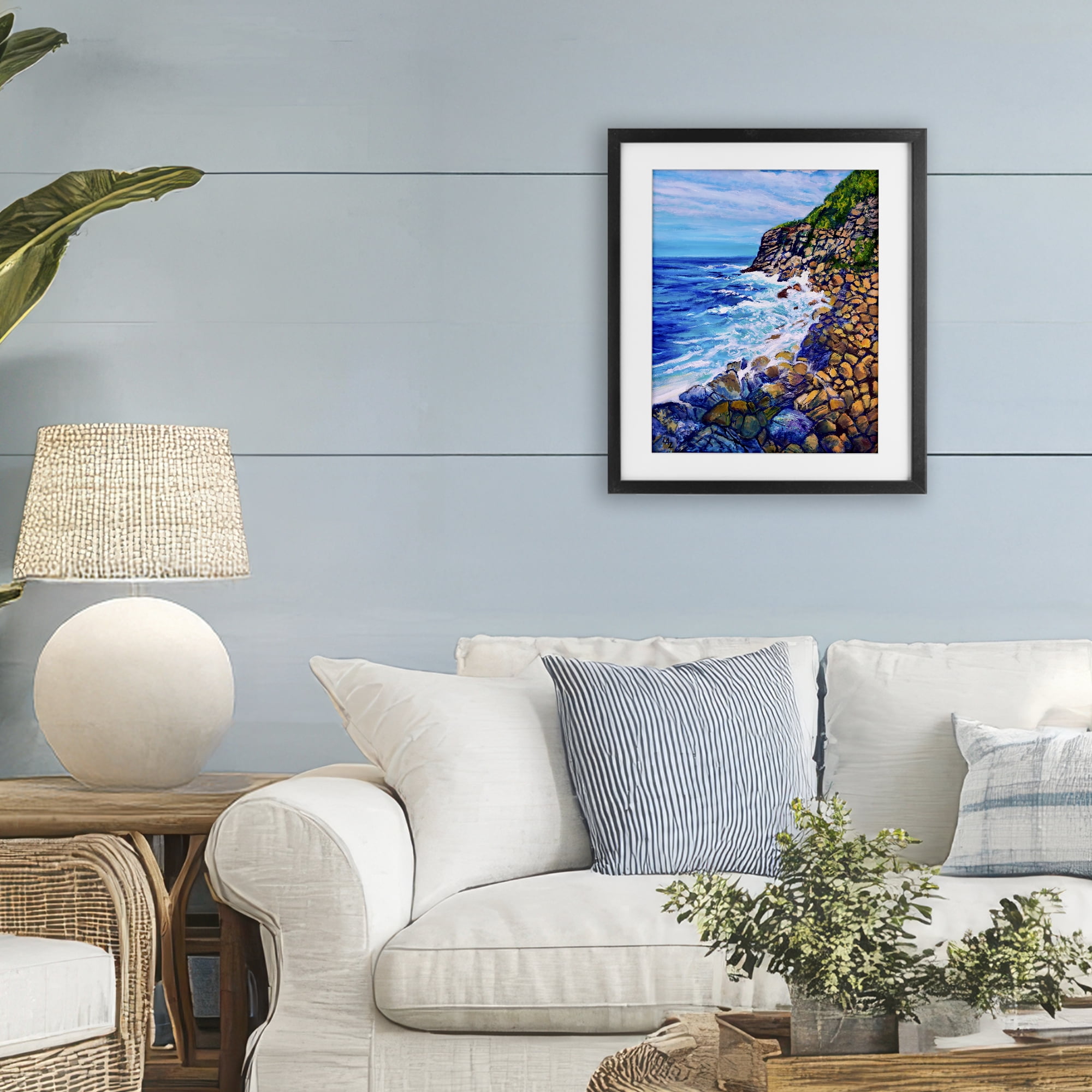 Stupell Industries Cliffside Ocean Spray Black Framed Print Under Glass, design by Lee Ann Zirbes