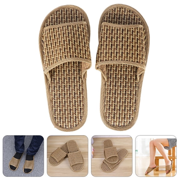 LOLIPPYY 1 Pair Slippers for Women Men, Khaki Open Toe Flat Sandals, Comfortable Breathable Indoor Outdoor Use