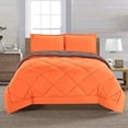 thumbnail image 2 of Elegant Comfort Reversible 3-Piece Comforter Set All Season, Ultra Soft, Down Alternative Comforter, 3PC Comf-F/Q, Orange/Brown, 2 of 5